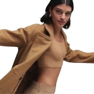 Everlane Sweater Crop Top camel beige, soft bralette cozy lounge bra nwt large